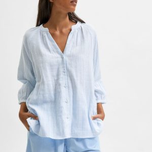 selected femme alberta blus skjorta randig