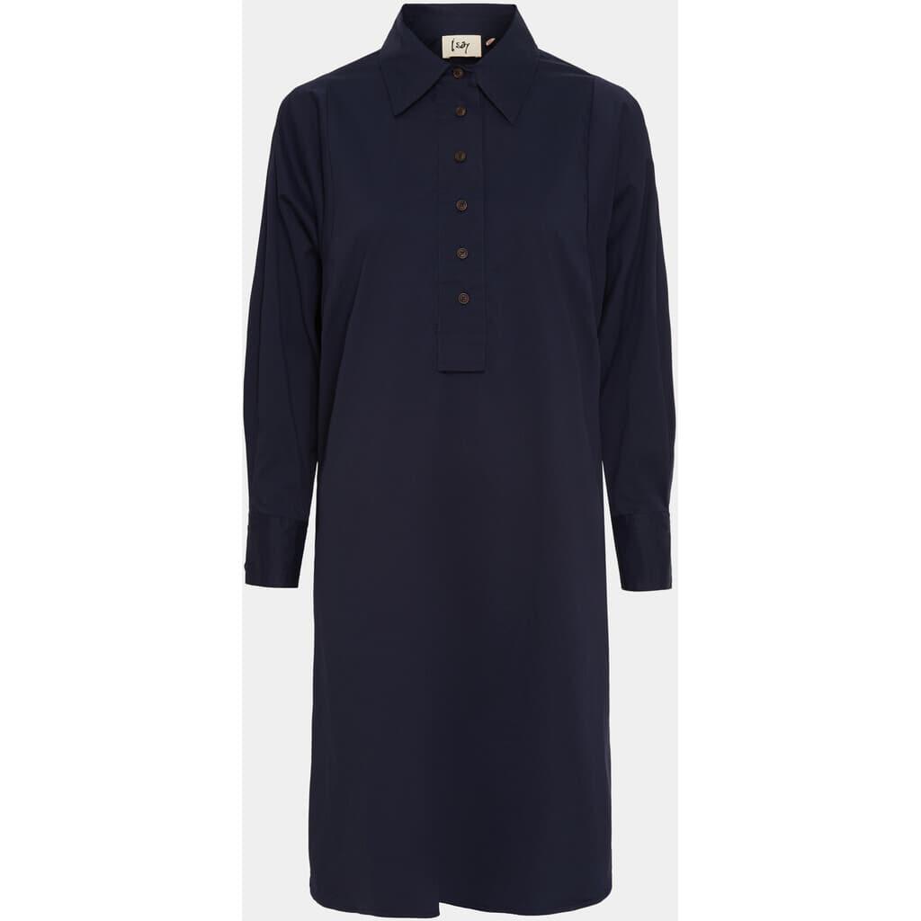 57016 Sigga Dress 640 Navy Front isay sigga dress klänning skjortklänning poplin knappslå fin snygg ledig oversized