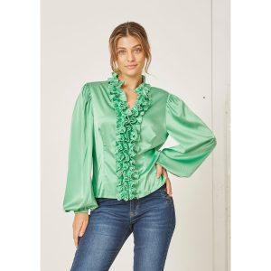 isay steff blouse satin volang frill