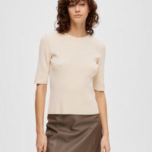 selected femme mala knit top stickad rund hals snygg
