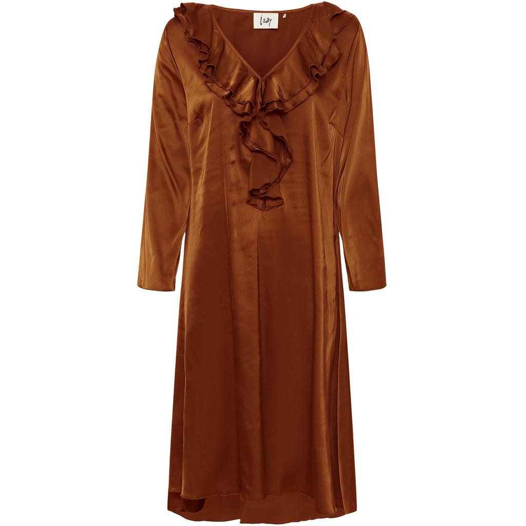 57197 Steff Flounce Dress 376 Ocher Front isay steff flounce dress klänning volang frill blank