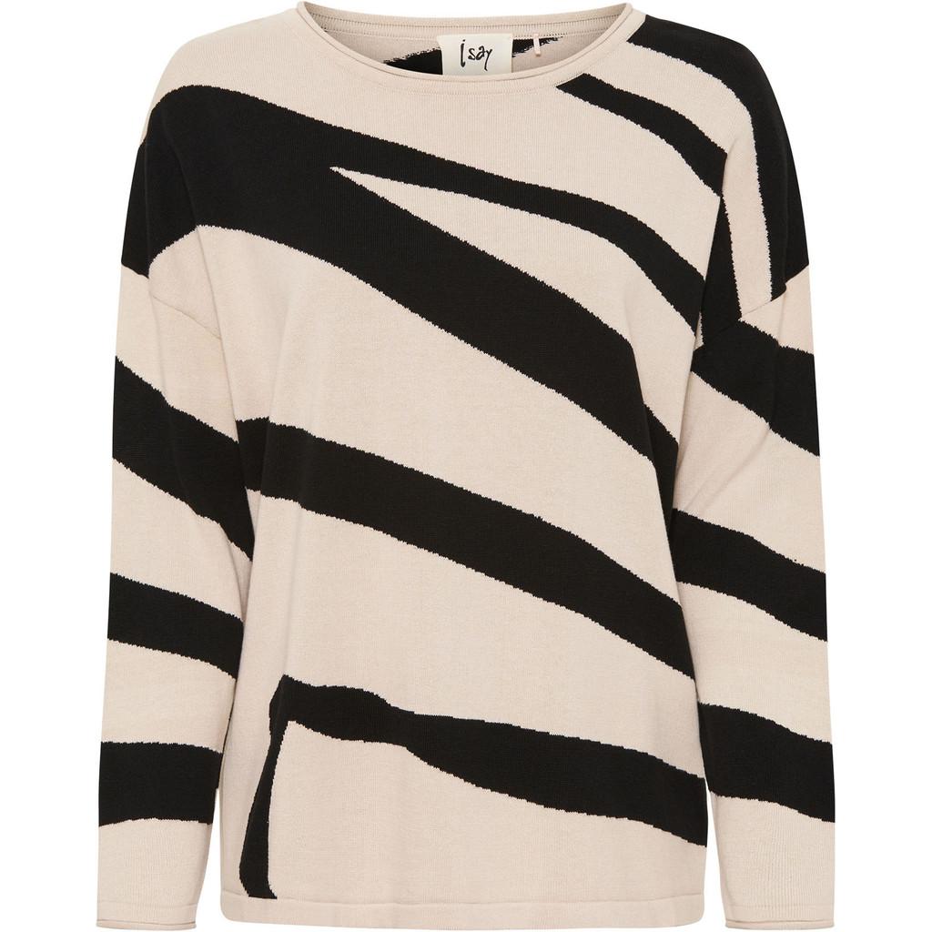 isay frigga zebra tröja stickad mjuk viskos mönster nedsänkta axlar