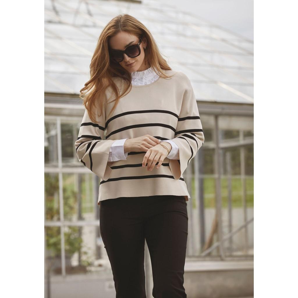 isay jena ss knit top randig viskos stickad ledig passform 57582