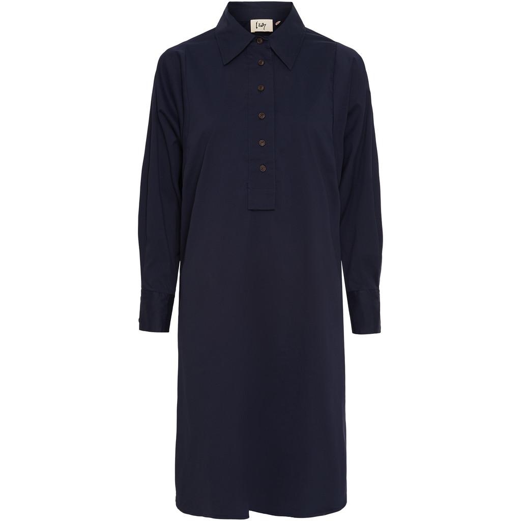 57016 Sigga Dress 640 Navy Front isay sigga dress bomull poplin 57016