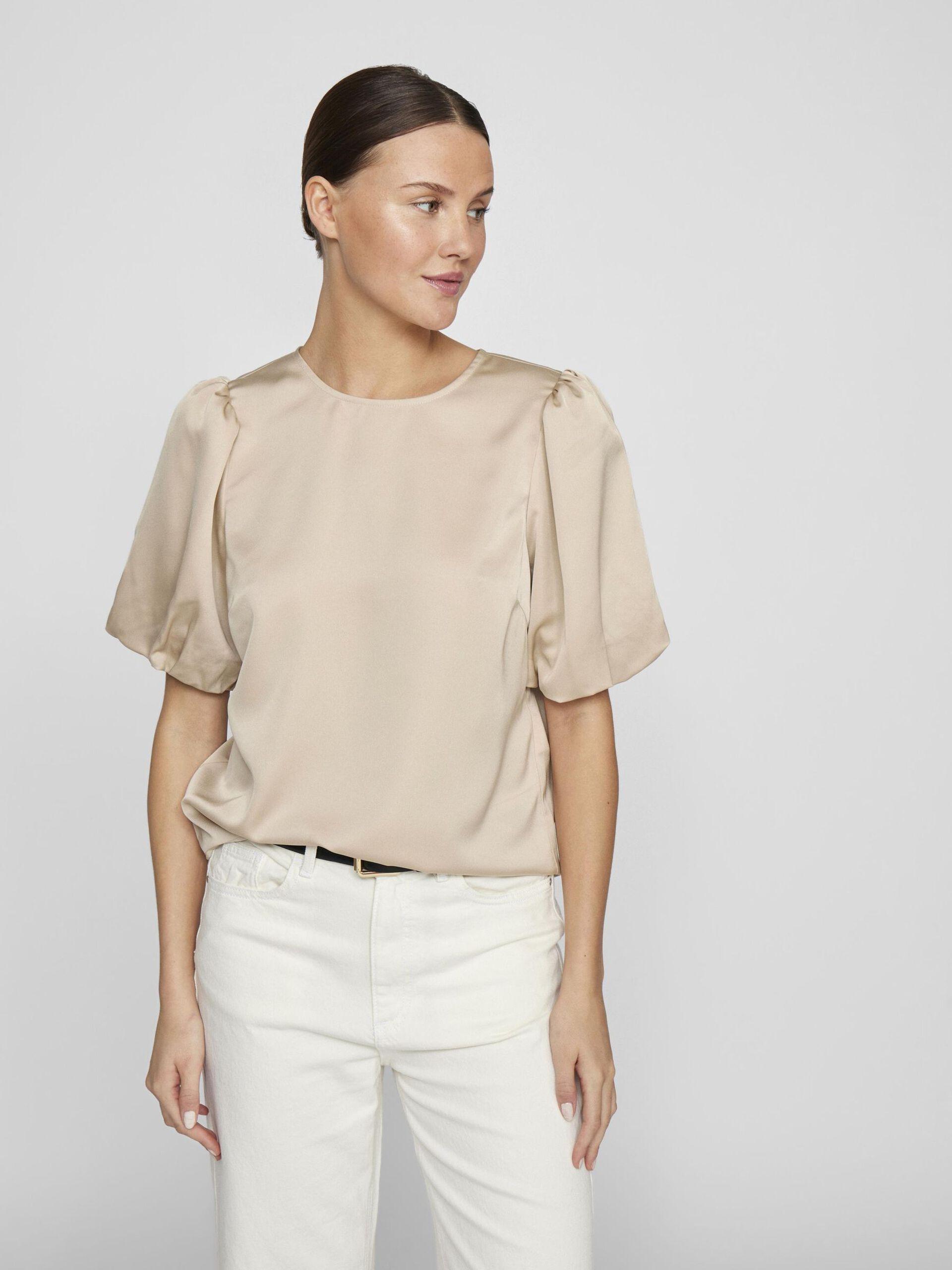 vila ellette puff top satin blank fest 14107986