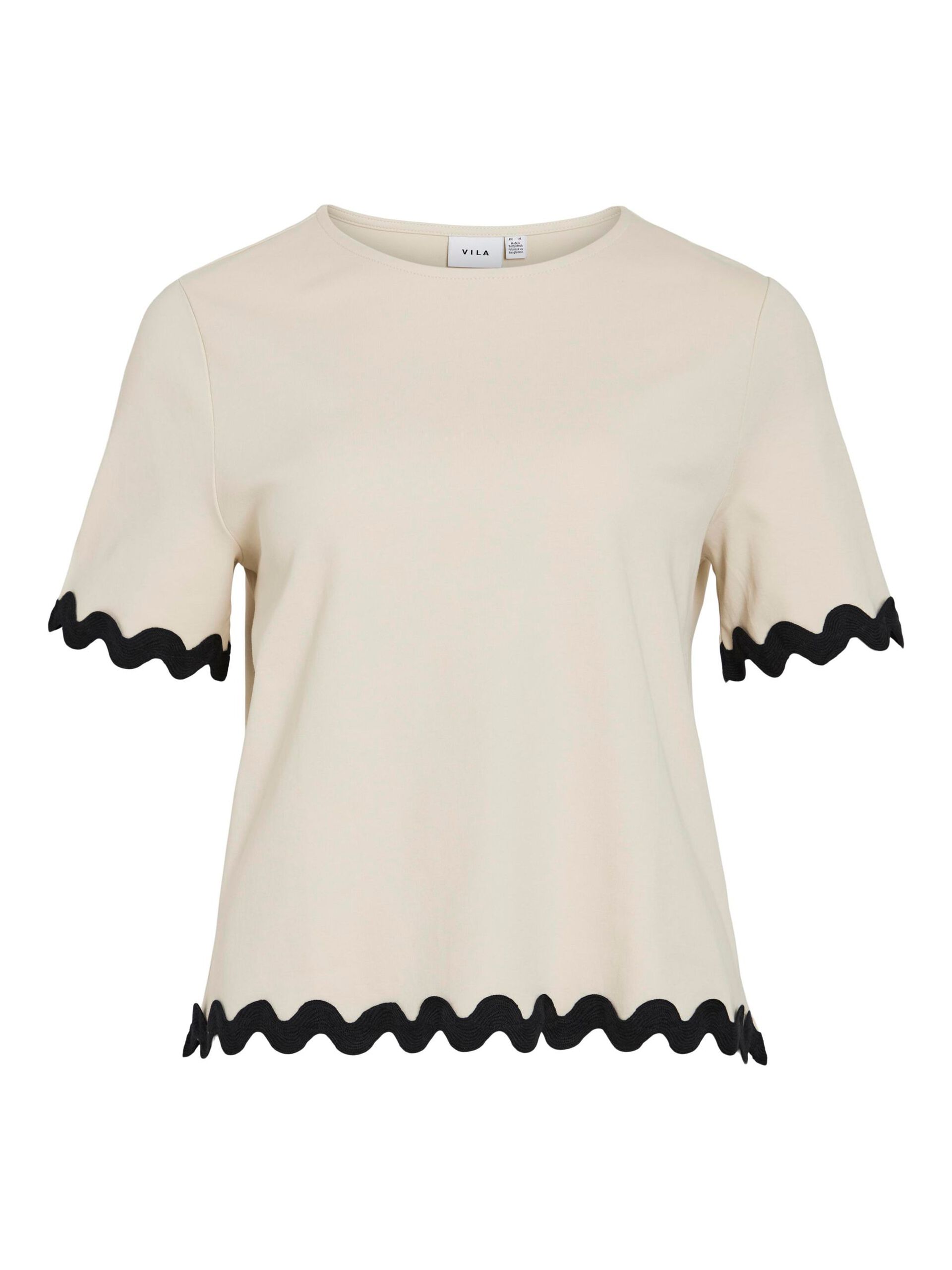 vila calisa top rundhals bomull volang 14106763