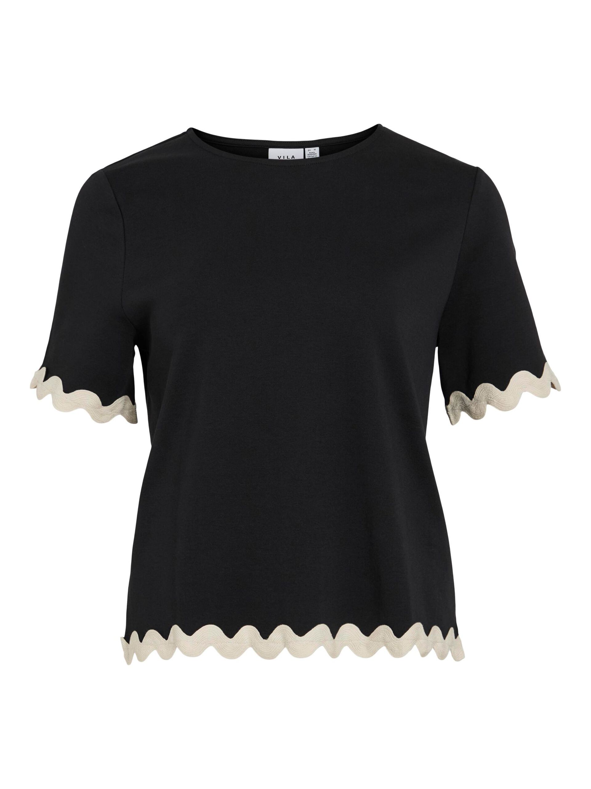 vila calisa top rundhals bomull volang 14106763