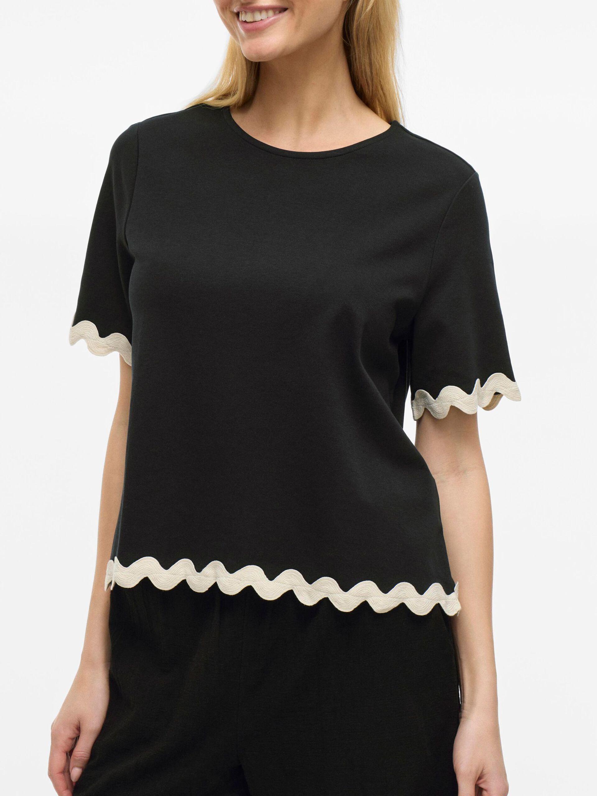 vila calisa top rundhals bomull volang 14106763