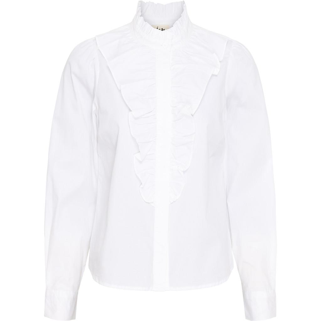 57079 Sigga Flounce Shirt 100 White Front isay sigga blounce shirt volang bomull 57079