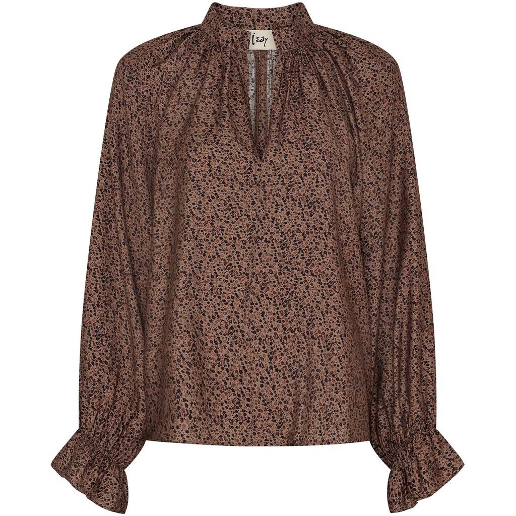isay ana blouse blus viskos mönster knyt i halsen 57707