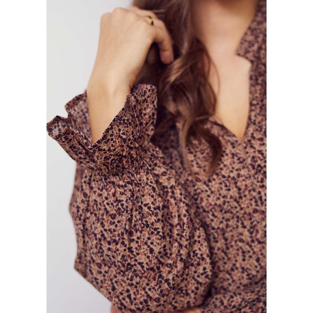 isay ana blouse blus viskos mönster knyt i halsen 57707