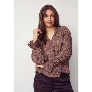 isay ana blouse blus viskos mönster knyt i halsen 57707