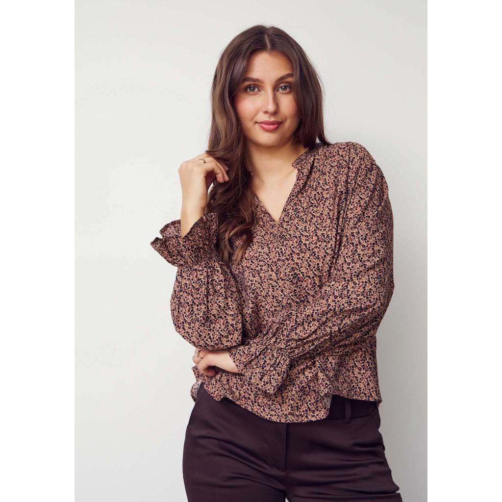 isay ana blouse blus viskos mönster knyt i halsen 57707