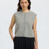 16098808_LightGreyMelange_003 selected femme lulu vest ull knappar ärmlös 16098808
