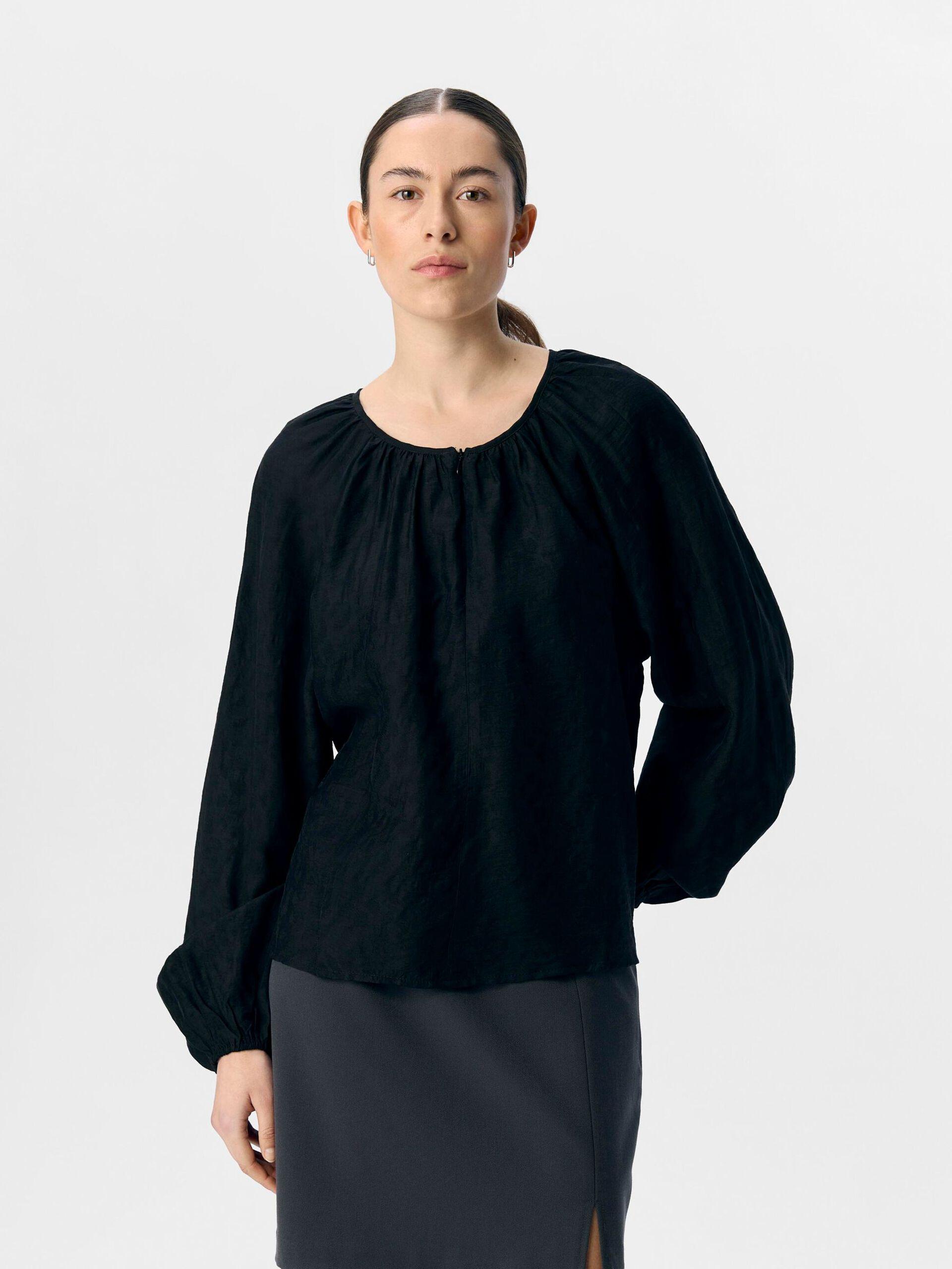 object tru ballongärmad top blus långärm rundhals 23046916