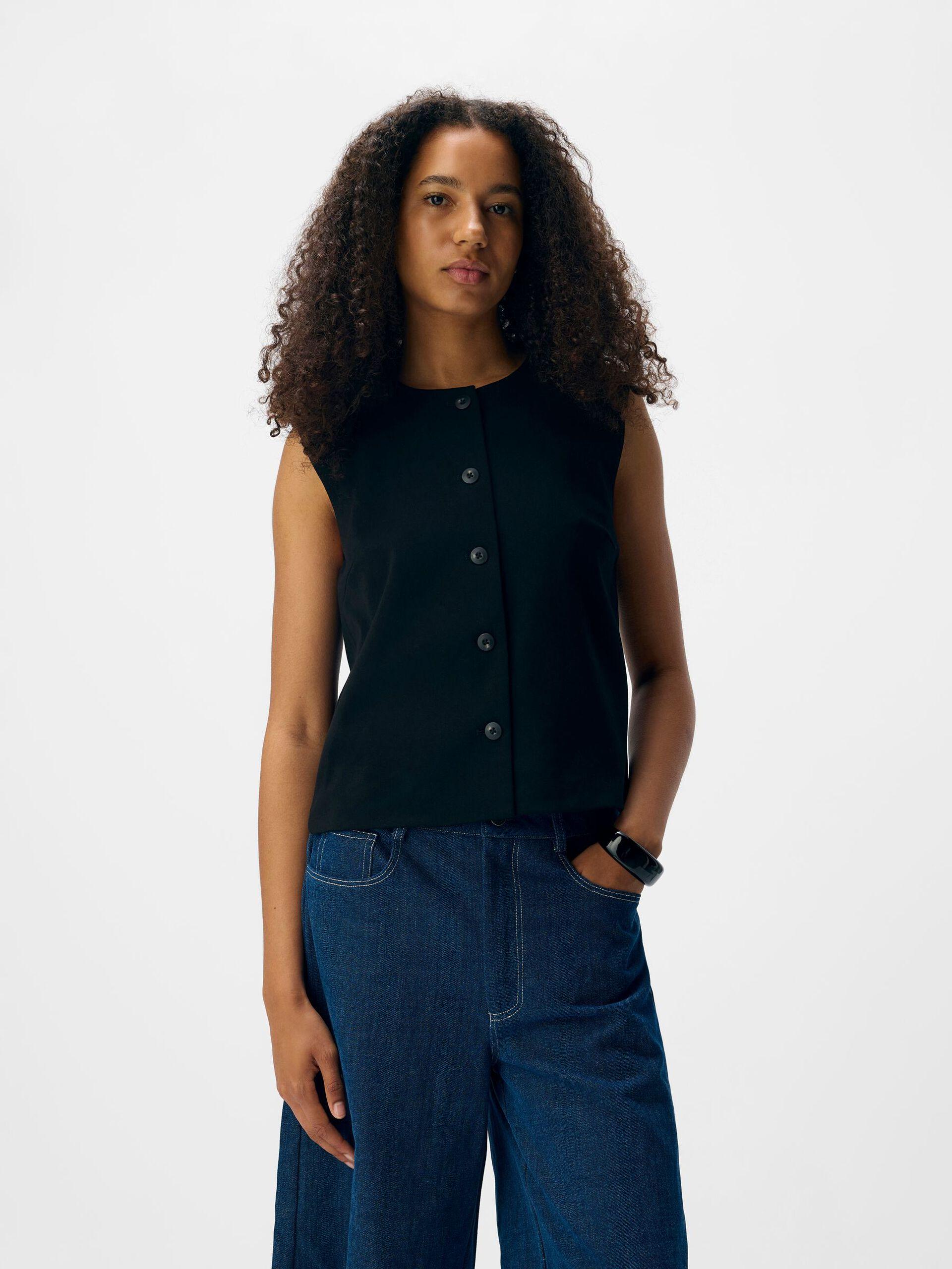 object lisa holkärmad väst rundhals ärmlös 23047750