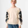 object joana tröja broderi på ärm mjuk o-neck 23040087
