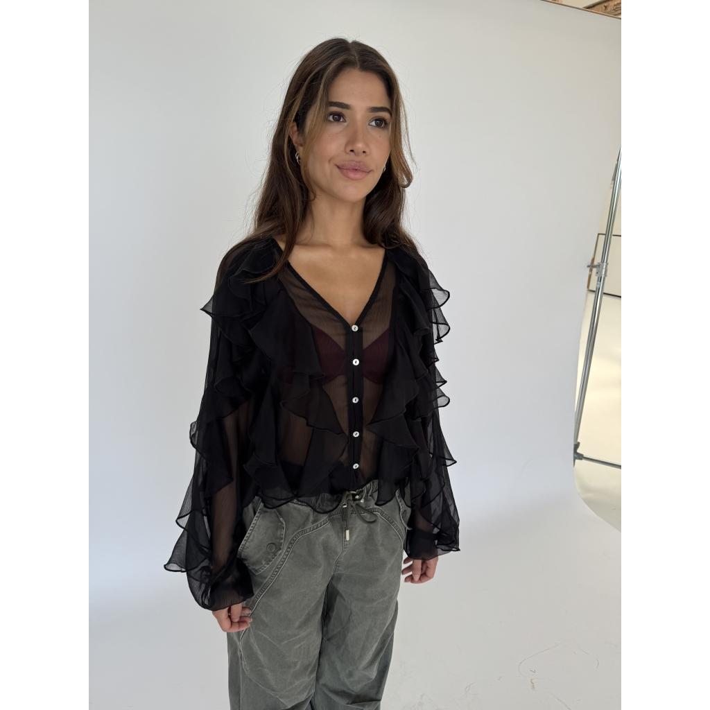 continue blus lissa flounce volang genomskinlig 14997
