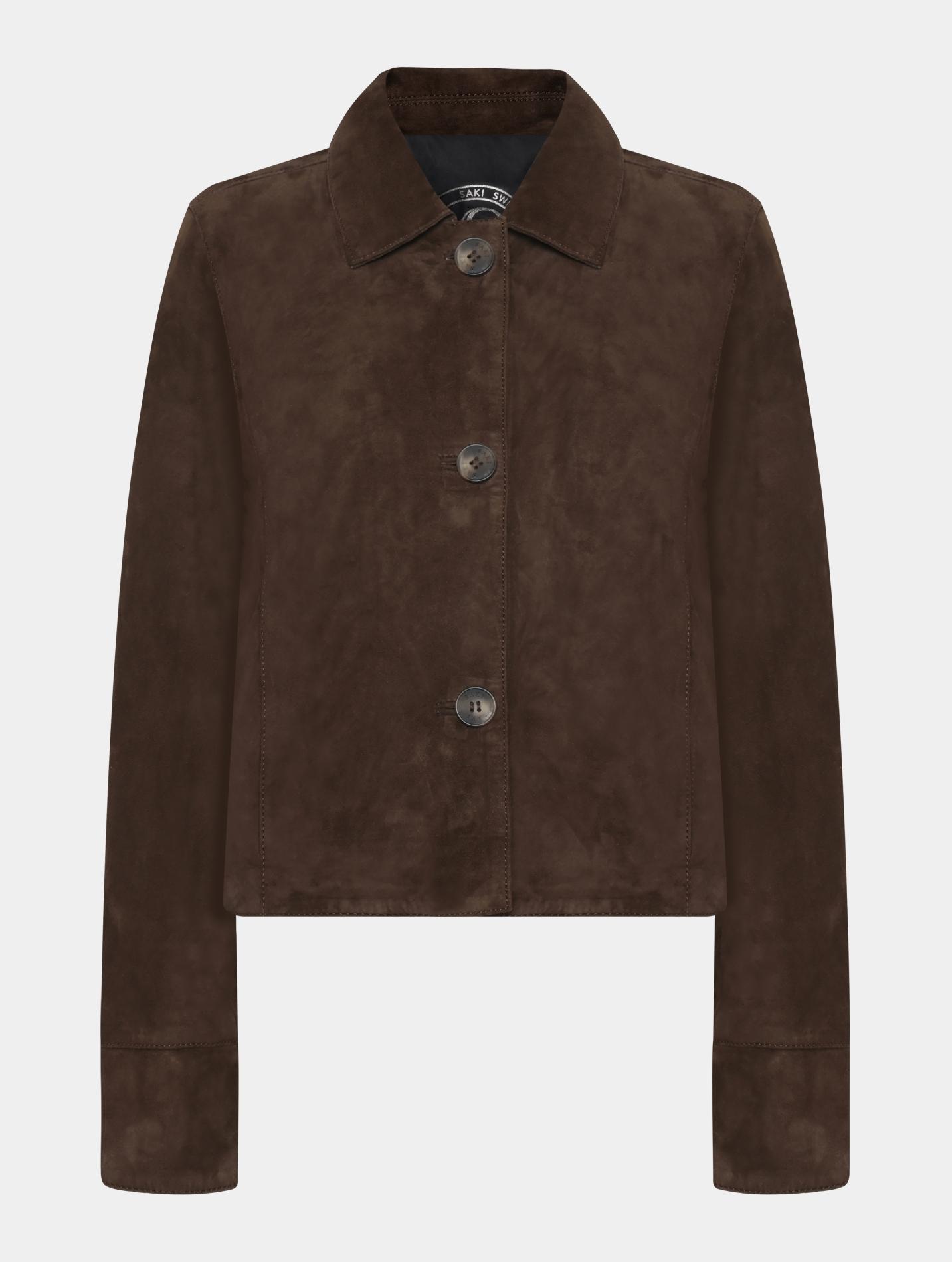 saki thea jacket mocca suede kort krage 11552