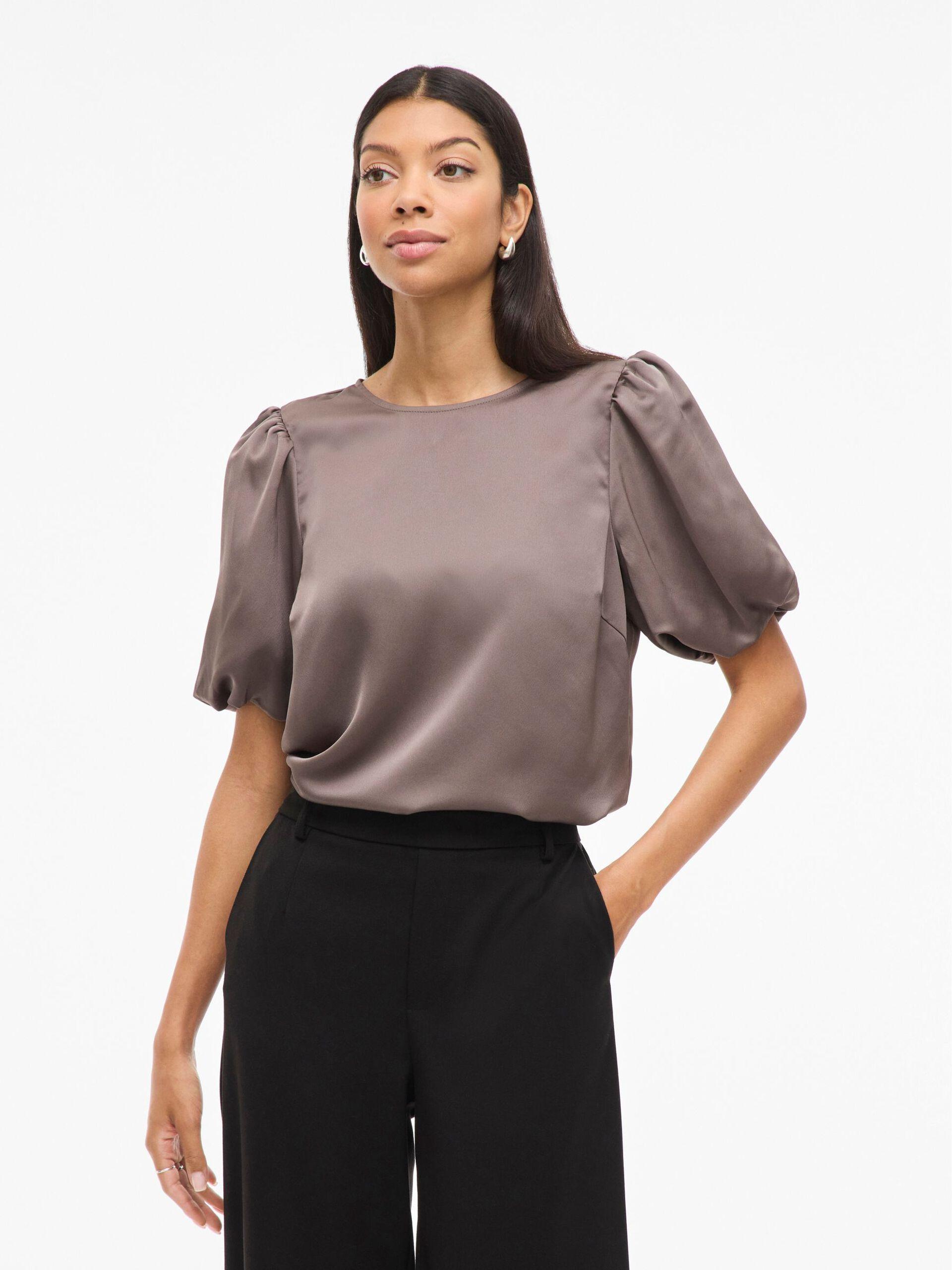 vila ellette puff top satin blank fest 14107986