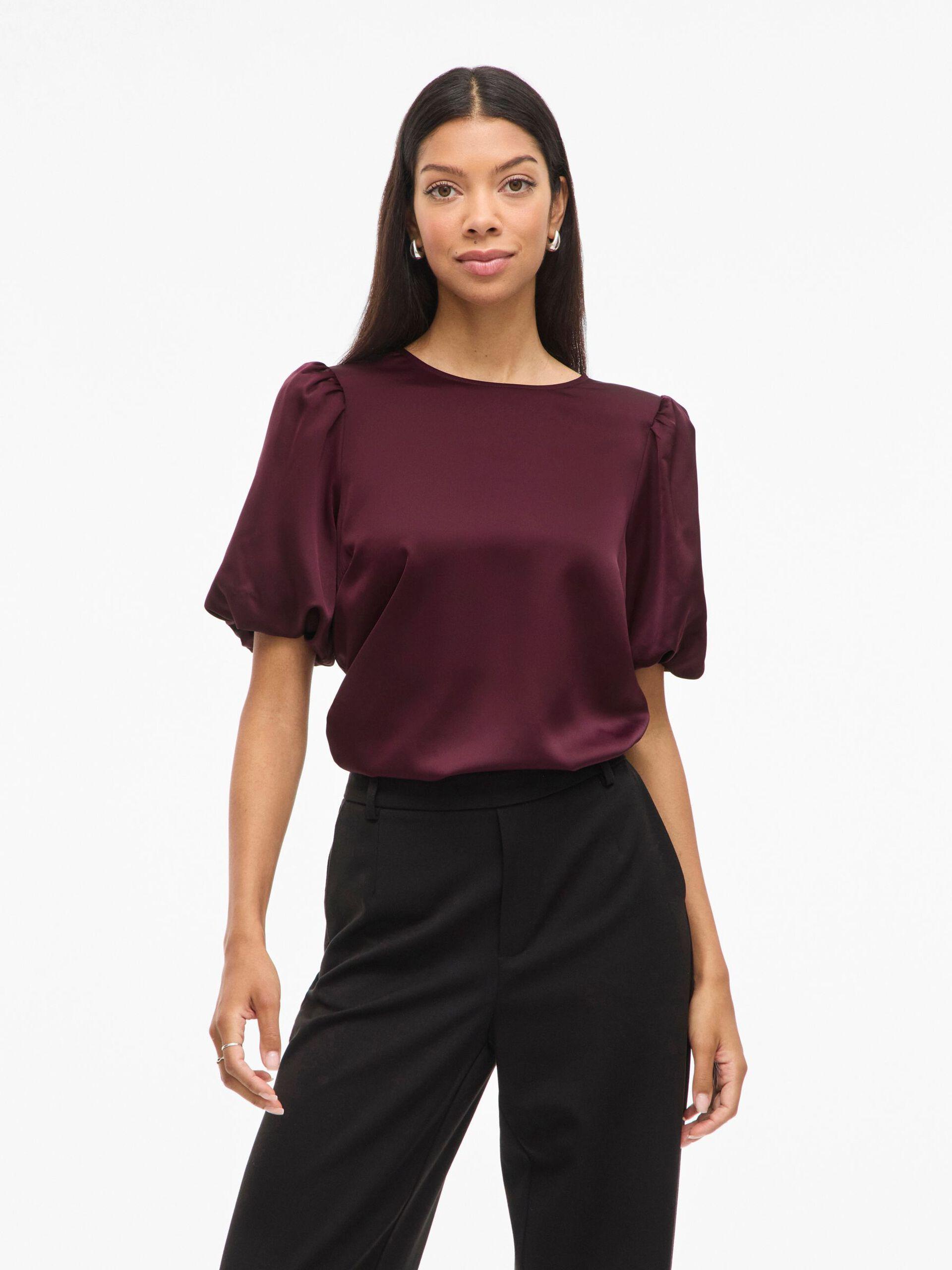 vila ellette puff top satin blank fest 14107986