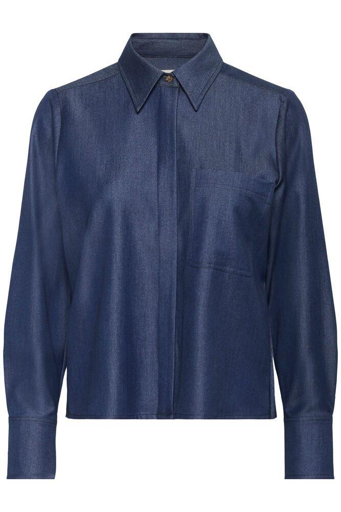 in wear cherrie shirt denimlook plisserad rygg fest fin mångsidig 30112202
