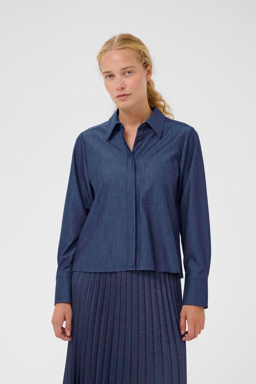 in wear cherrie shirt denimlook plisserad rygg fest fin mångsidig 30112202
