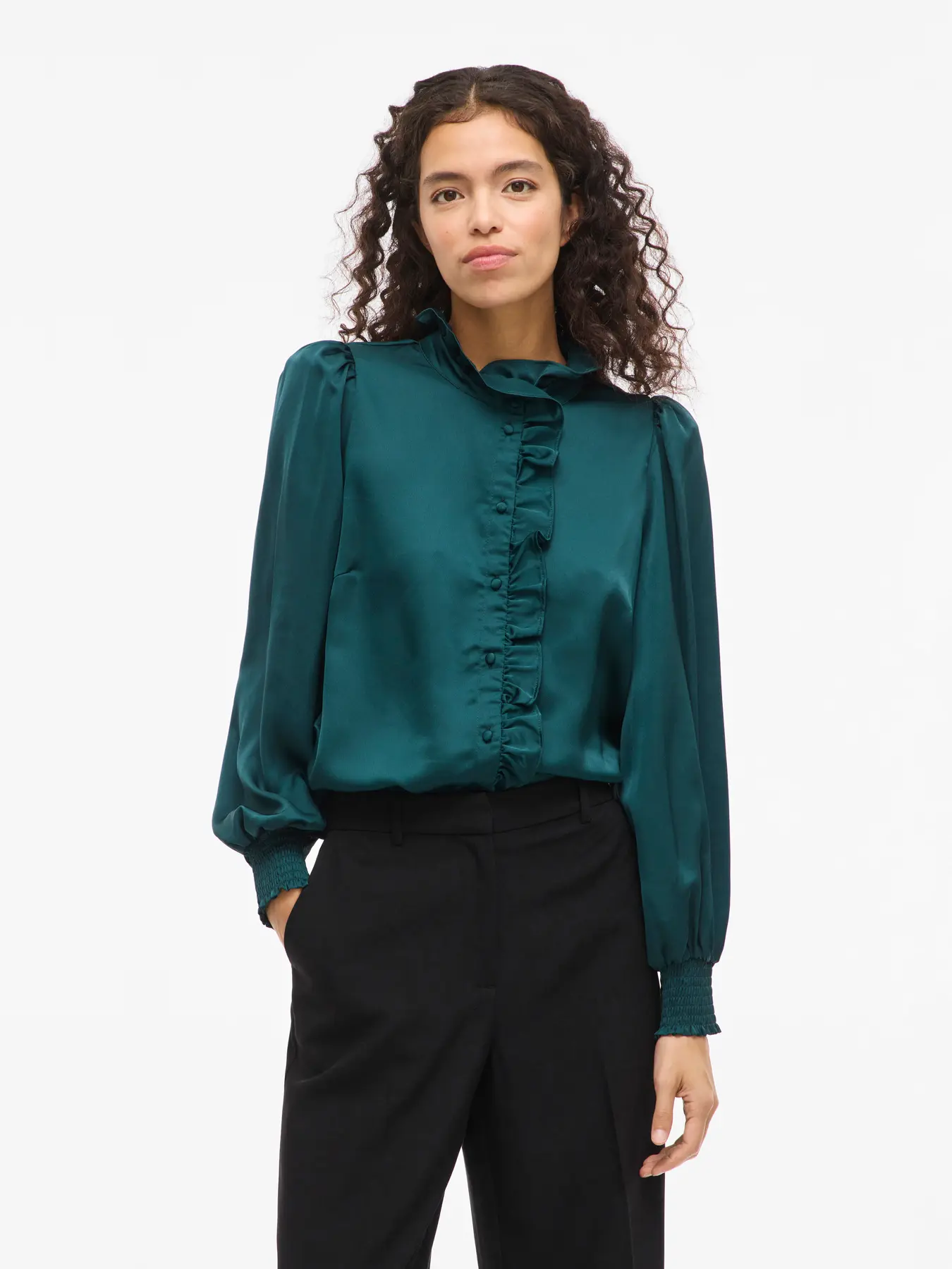 vila utto frill shirt satin blank fest 14102555