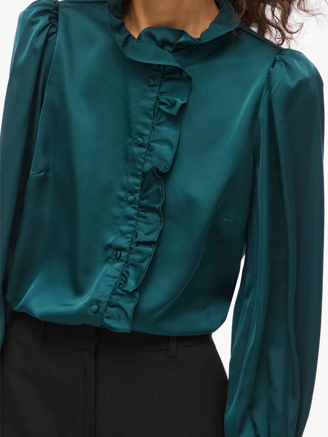 vila utto frill shirt satin blank fest 14102555