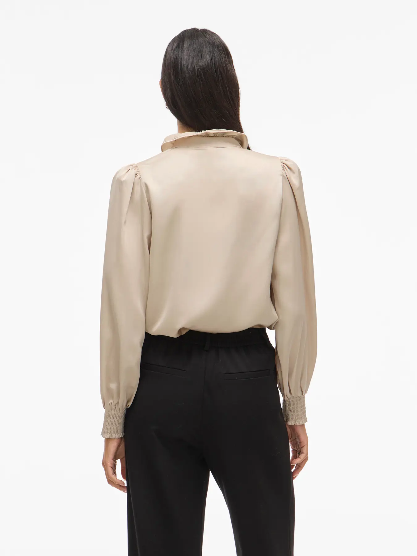 vila utto frill shirt satin blank fest 14102555