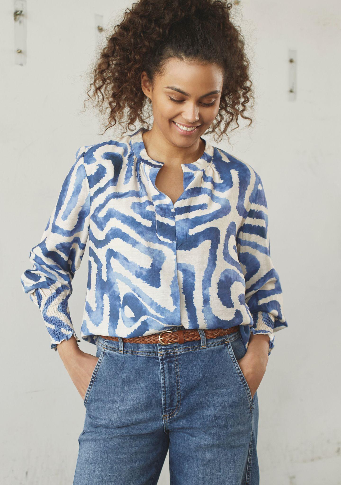 isay ane printed blus viskos mönster 57841