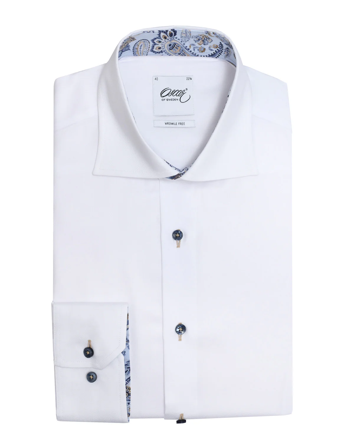 oscar skjorta kontrast mönster krage manchett 6709-35 wrinkle free