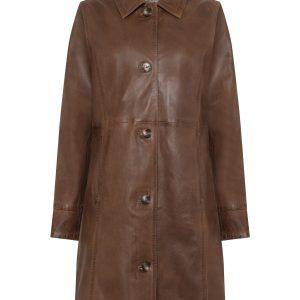 saki dawn coat leather skinn lamb krage 11964