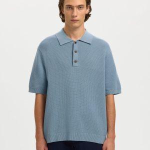 selected man dane ss tenniströja pike stickad kortärm krage 16099689