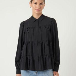 yas pala skjorta viskos volang krage långärm 26025734