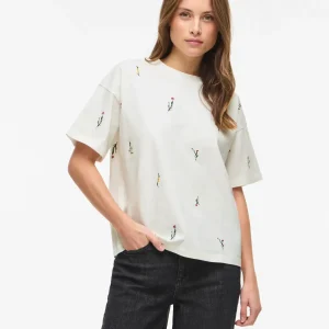 vila monie floral top bomull broderi 14113426