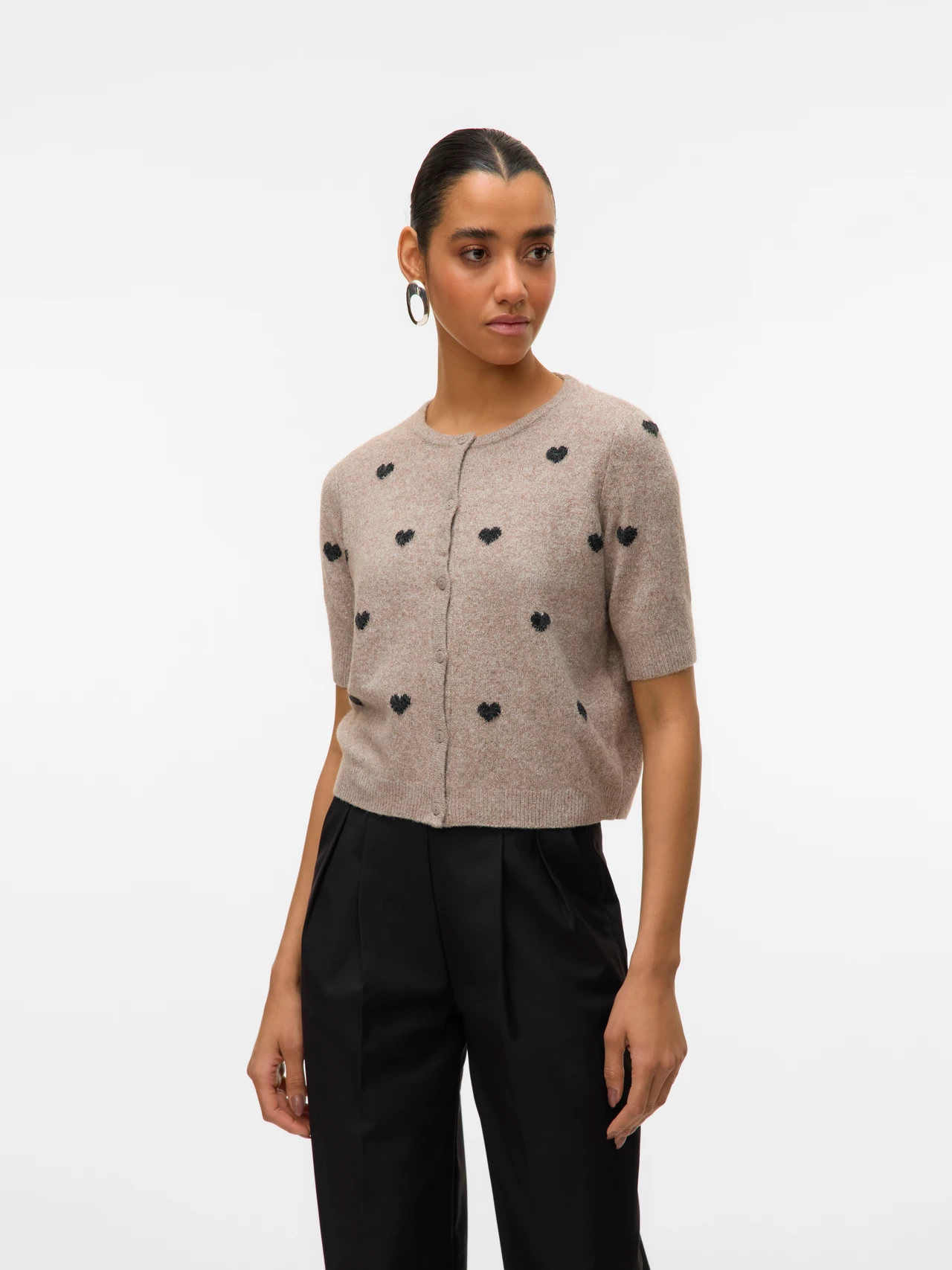 vero moda doffy cardigan intarsia kofta mönster kort ärm 10330795