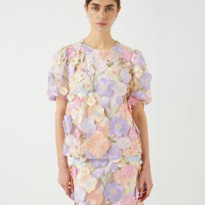 YAS flowering top blommor fest kortärm rundhals 26039123