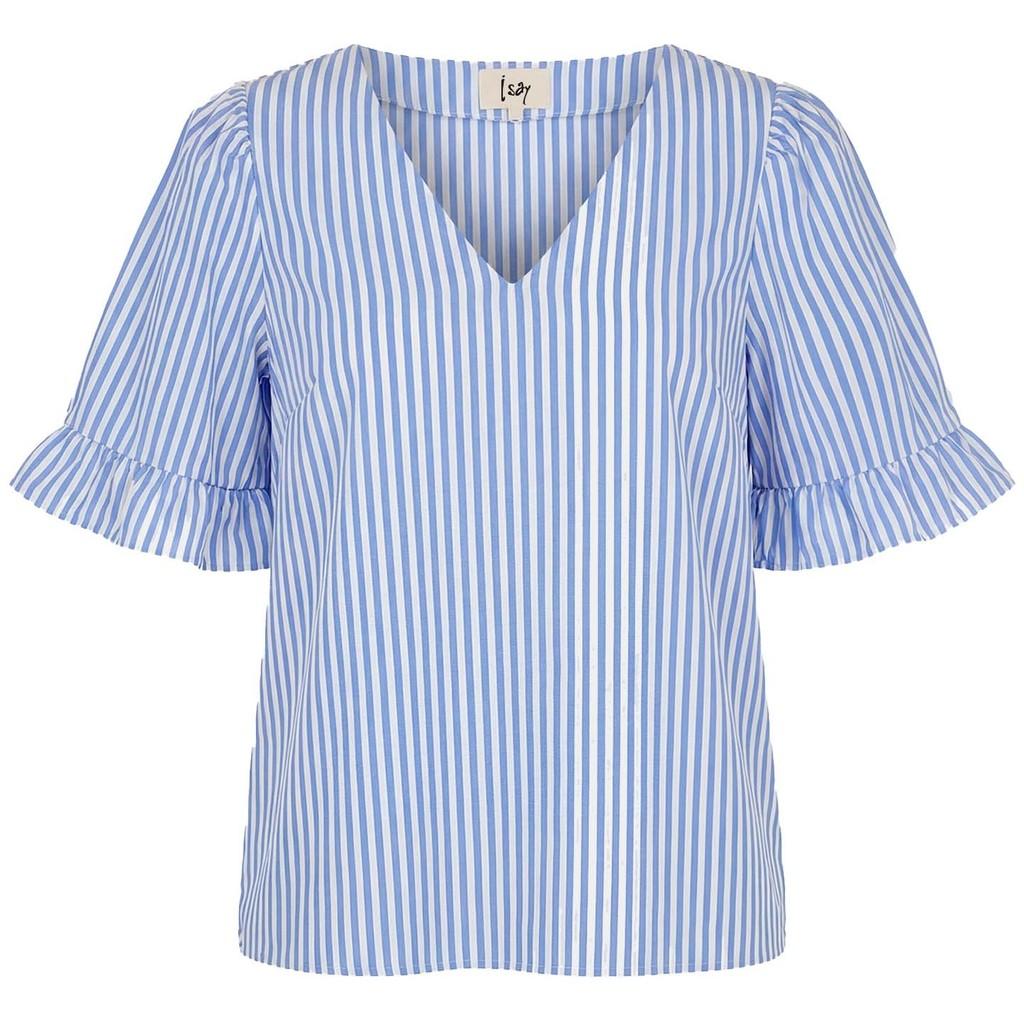 isay sigga flounce blouse top poplin v-neck volang 57934