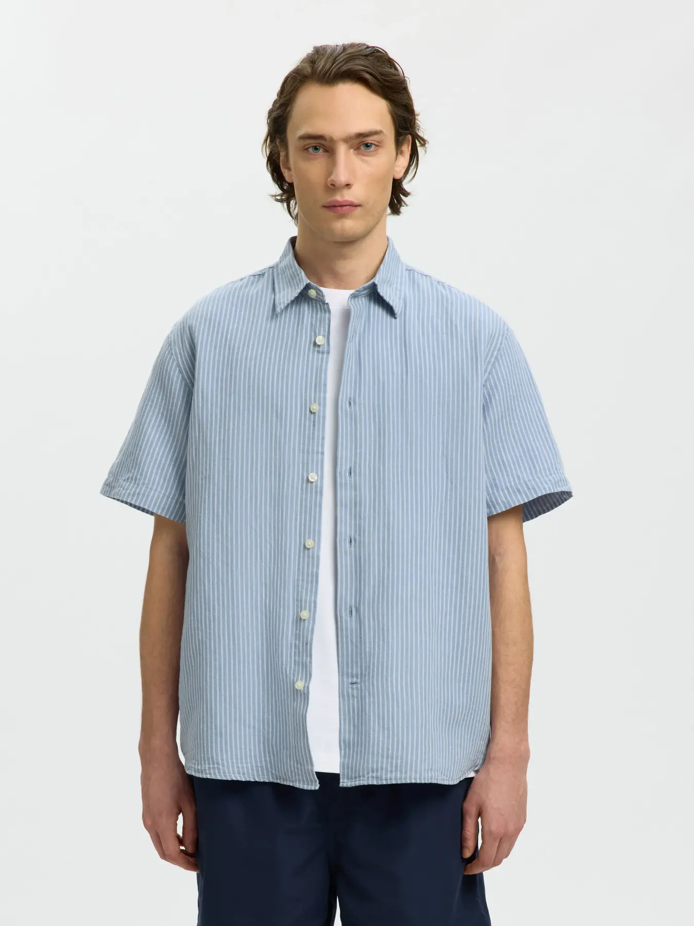 selected man claus clay linenblend shirt skjorta kortärm 16101200