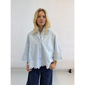 continue klara embrodery blus top spets krage 15227 bomull