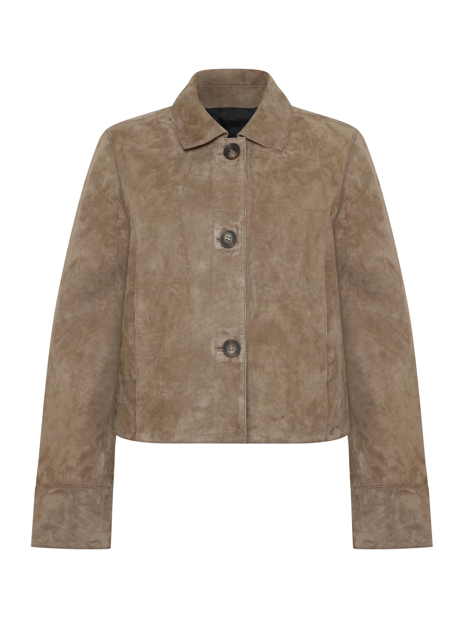 saki thea jacket mocca suede kort krage 11552