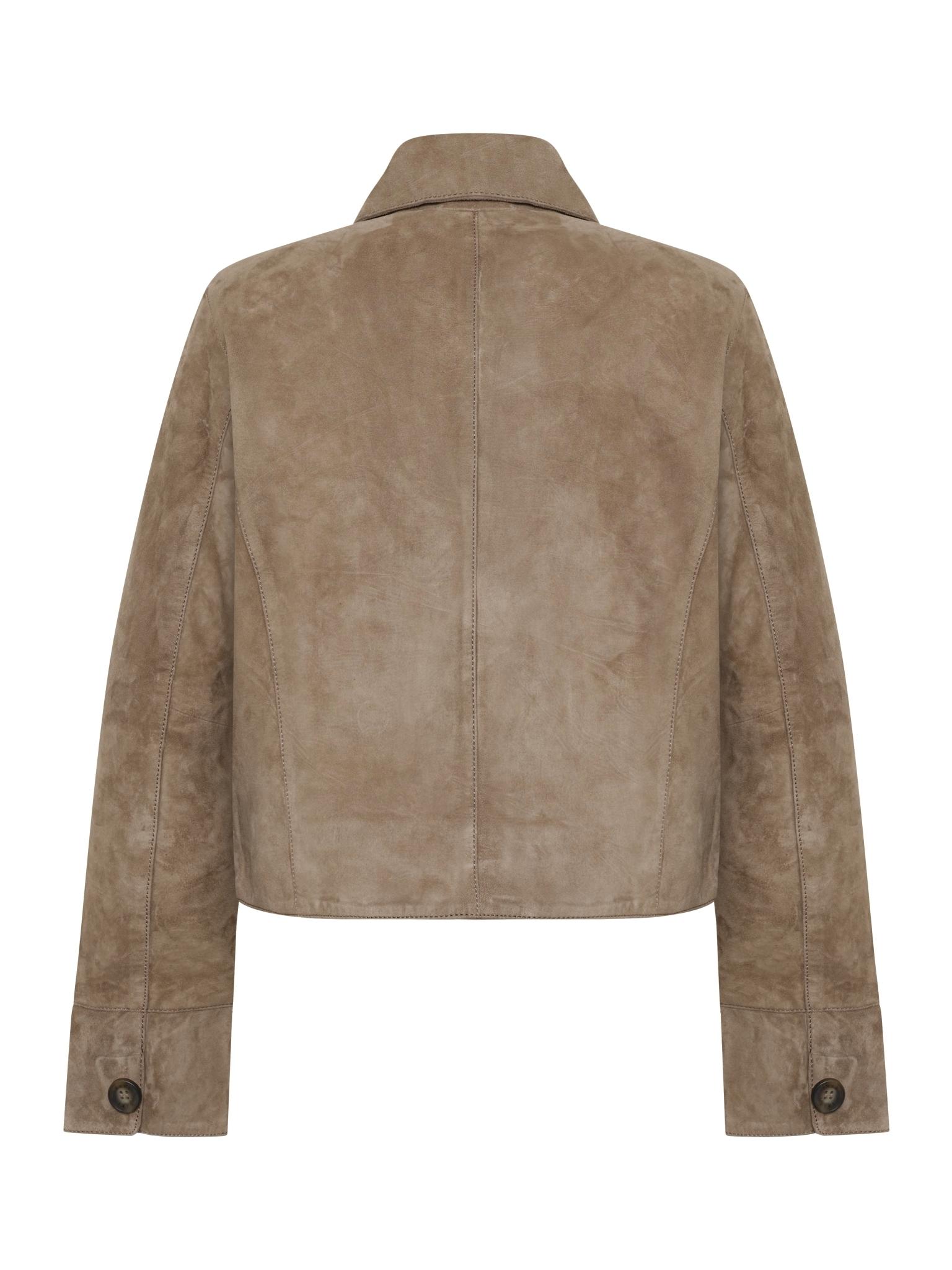 saki thea jacket mocca suede kort krage 11552