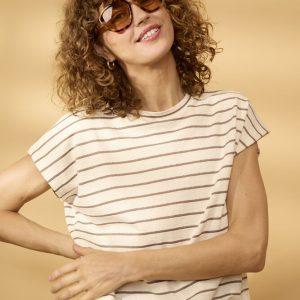 fransa fauna tee randig stripe bomull kortärm 20617757