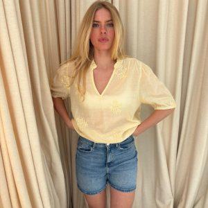 continue blus emma kortärm bomull v-neck 15252