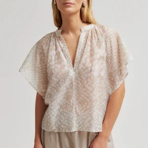 second female shades blus lyocell transparent batärm mönster ledig 60784