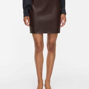 vila dagmar coated kjol mini kort fakeskinn 14084560