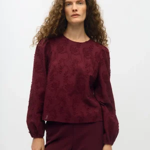 object mya blus top blommor rundhals lång ärm 23046020