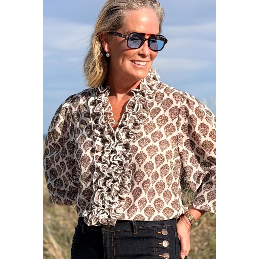 vibse ruffle blouse blus frill mönster 57427