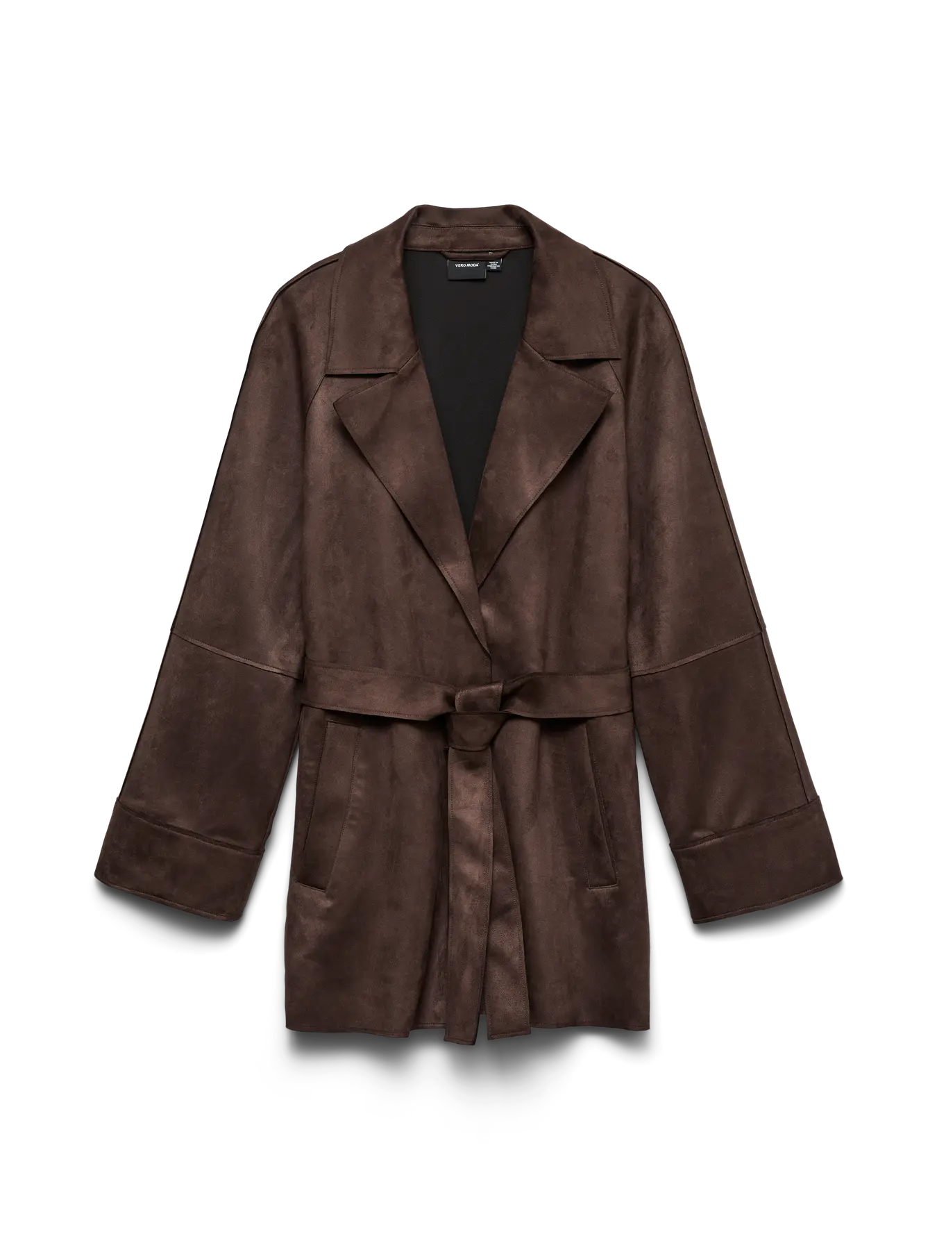 vero moda joselina jacket fakemocca lång bälte krage 10346397